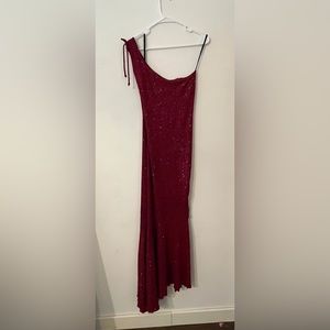 Taboo dress, Maroon/red, fishtail, floor length, One-shoulder, Size Medium